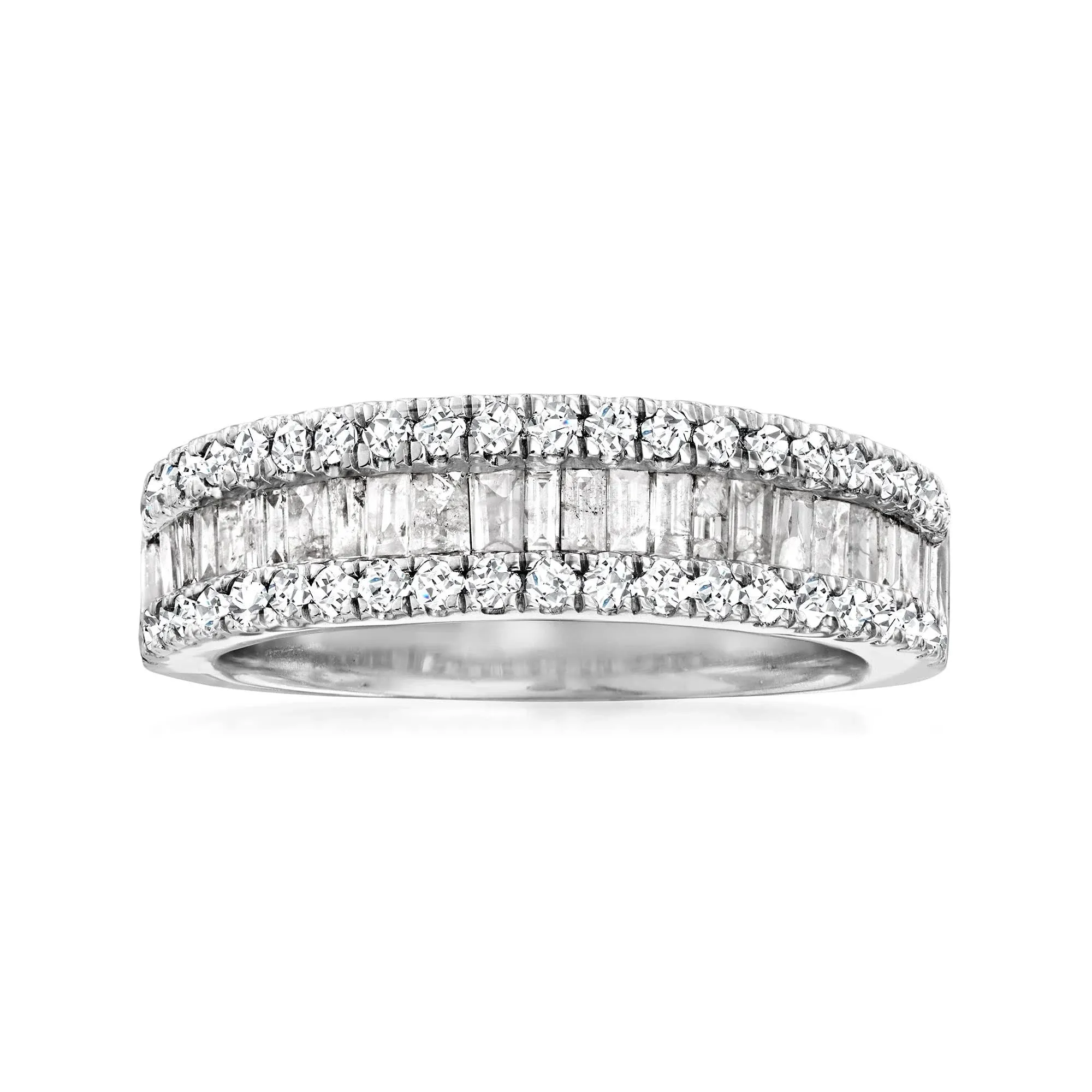 Ross-Simons 1.00 ct. t.w. Baguette and Round Diamond Ring in Sterling Silver