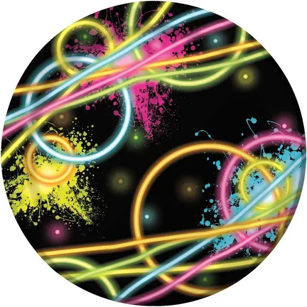 Creative Converting 8 Count Sturdy Style Paper Dessert Plates, 7", Glow Party