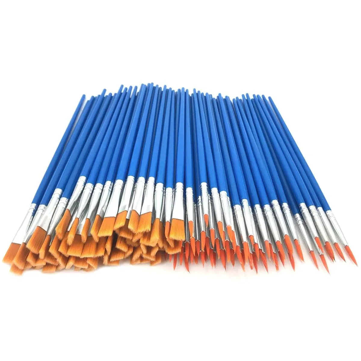 120 Pcs Flat and Round Paint Brushes Set,Kids Small Brushes Bulk Point