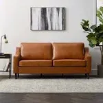 Edenbrook Jensen Upholstered Couch - Couches for Living Room - Camel Faux Leather Couch - Living Room Furniture - Small Couch - SEATS Three - Scoop