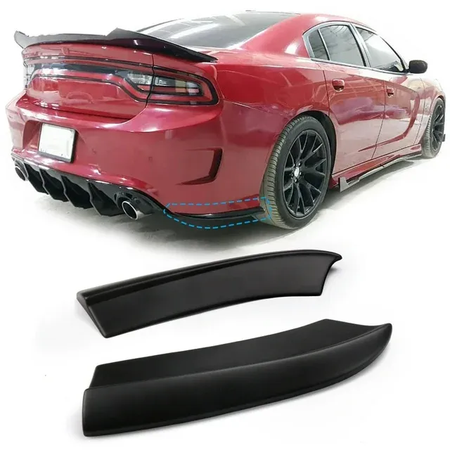 Fits 15-23 Dodge Charger Rear Bumper Lip Aprons Pair PP Matte Black