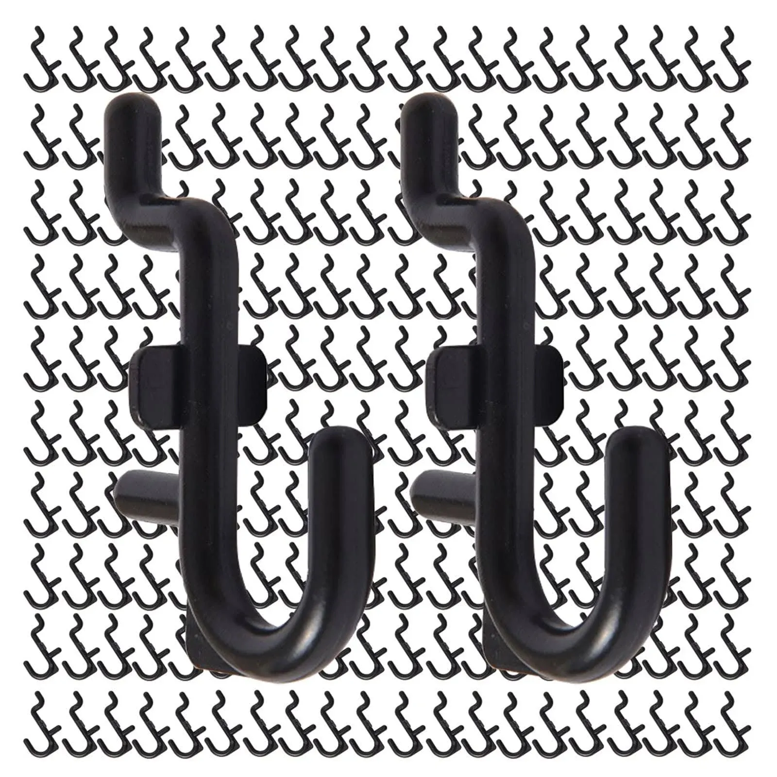 Jucoan 200 Pack Pegboard Hooks, J Shape Peg Hooks for 1/4" Pegboard, Black Plastic Peg Board Hooks Assortment, Pegboard Accessory for Garage Tool