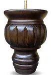 Elegent Upholstery 6" Turned Round Buns Walnut Tapered Furniture Wood Legs 5/16" Bolt - Set of 4