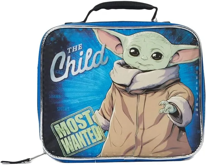 Disney Baby Yoda Mandalorian Star Wars Lunch Box - Kids Soft Insulated Lunch Bag for Girls and Boys, Blue