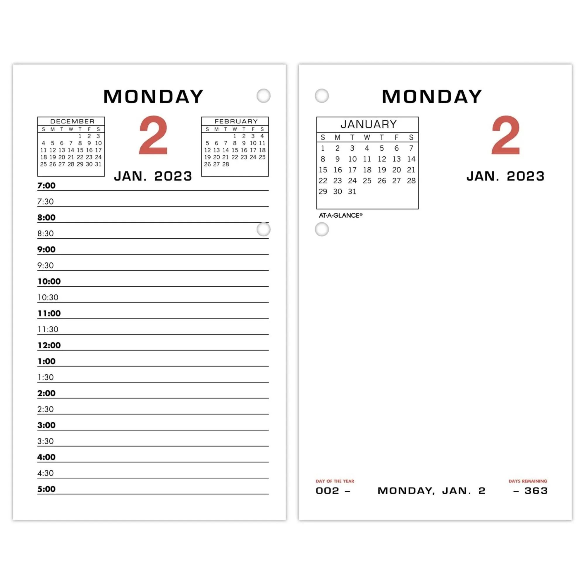 AT-A-GLANCE Two-Color Desk Calendar Refill E01750