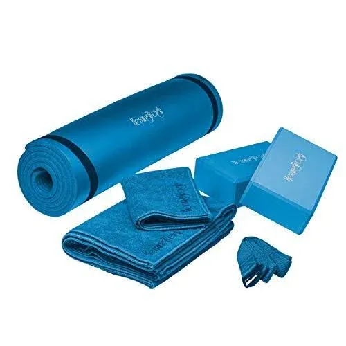 Hemingweigh 6-Piece Yoga Set, Includes Exercise Yoga Mat with Carry Strap, 2 Yoga ...