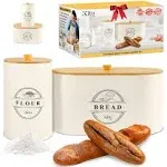 Bread and Flour Containers with Airtight Lids, Canister Sets for Kitchen Coun...