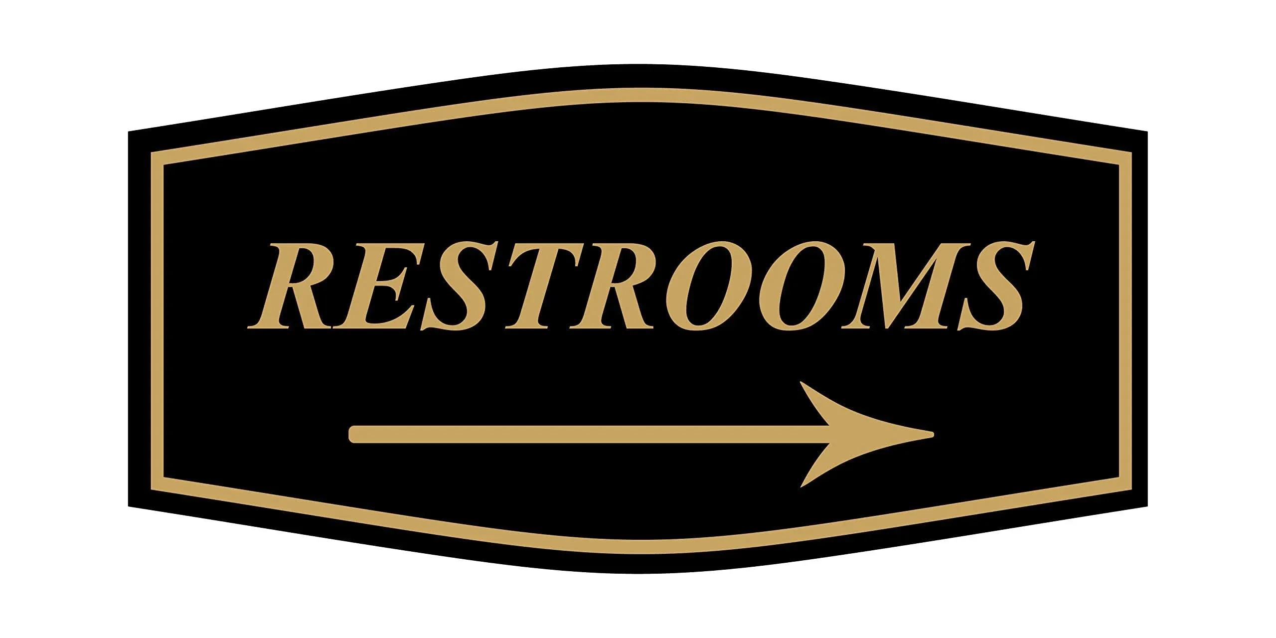 Fancy Restrooms Right Arrow Sign Black Gold - Large 1 Pack