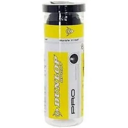 Dunlop Pro Squash Double Yellow Dot 3 Ball Tube