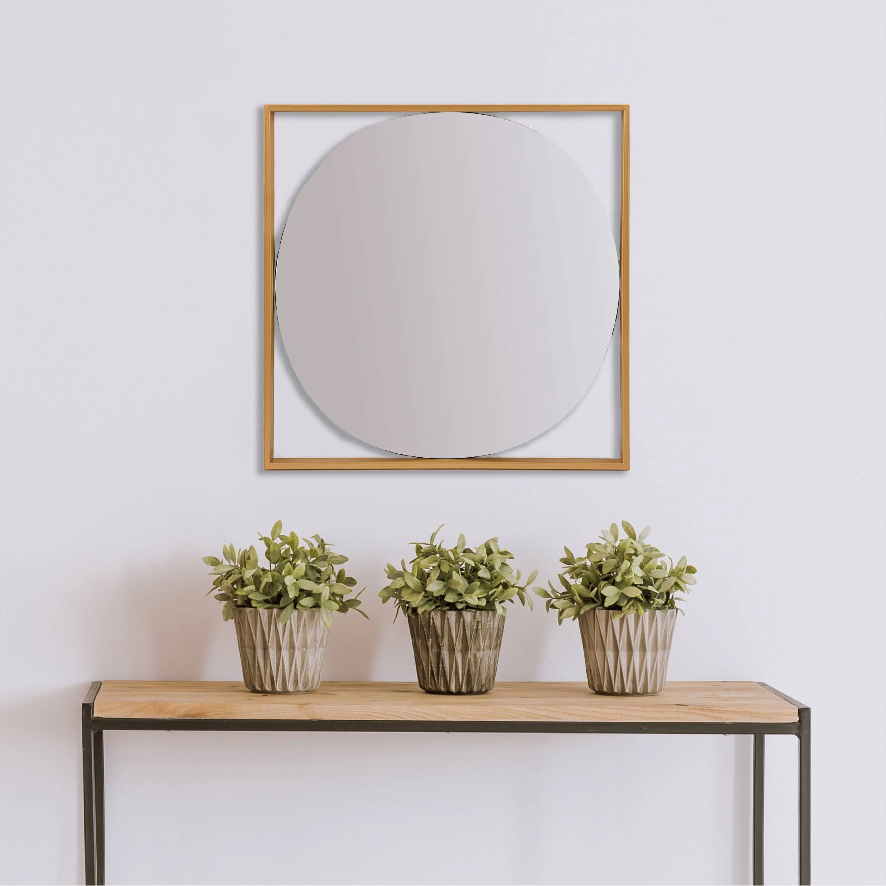 Square Metal Floating Wall Mirror, Gold Finish - Contemporary - Wall Mirrors - by Olive Grove | Houzz