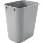 Rubbermaid Commercial Deskside Plastic Wastebasket Rectangular 3.5 Gal Gray