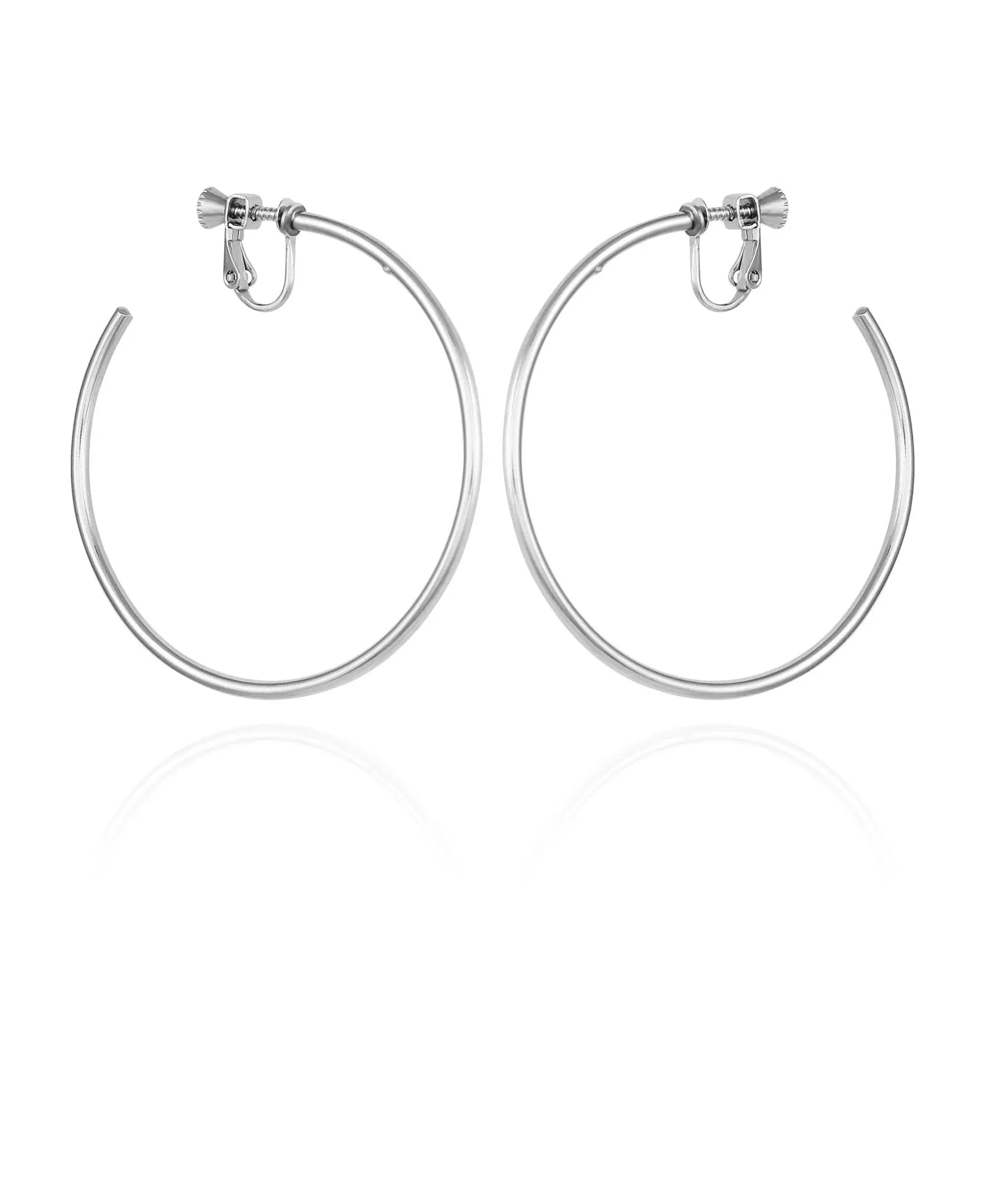 Clip-on Hoop Earrings In Silver-tone