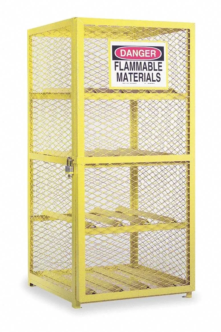 Durham Mfg 30" x 30 3/16" x 71 7/8" Yellow Horizontal Gas Cylinder Cabinet with Manual Door EGCC8-50 - 8 Cylinder Capacity