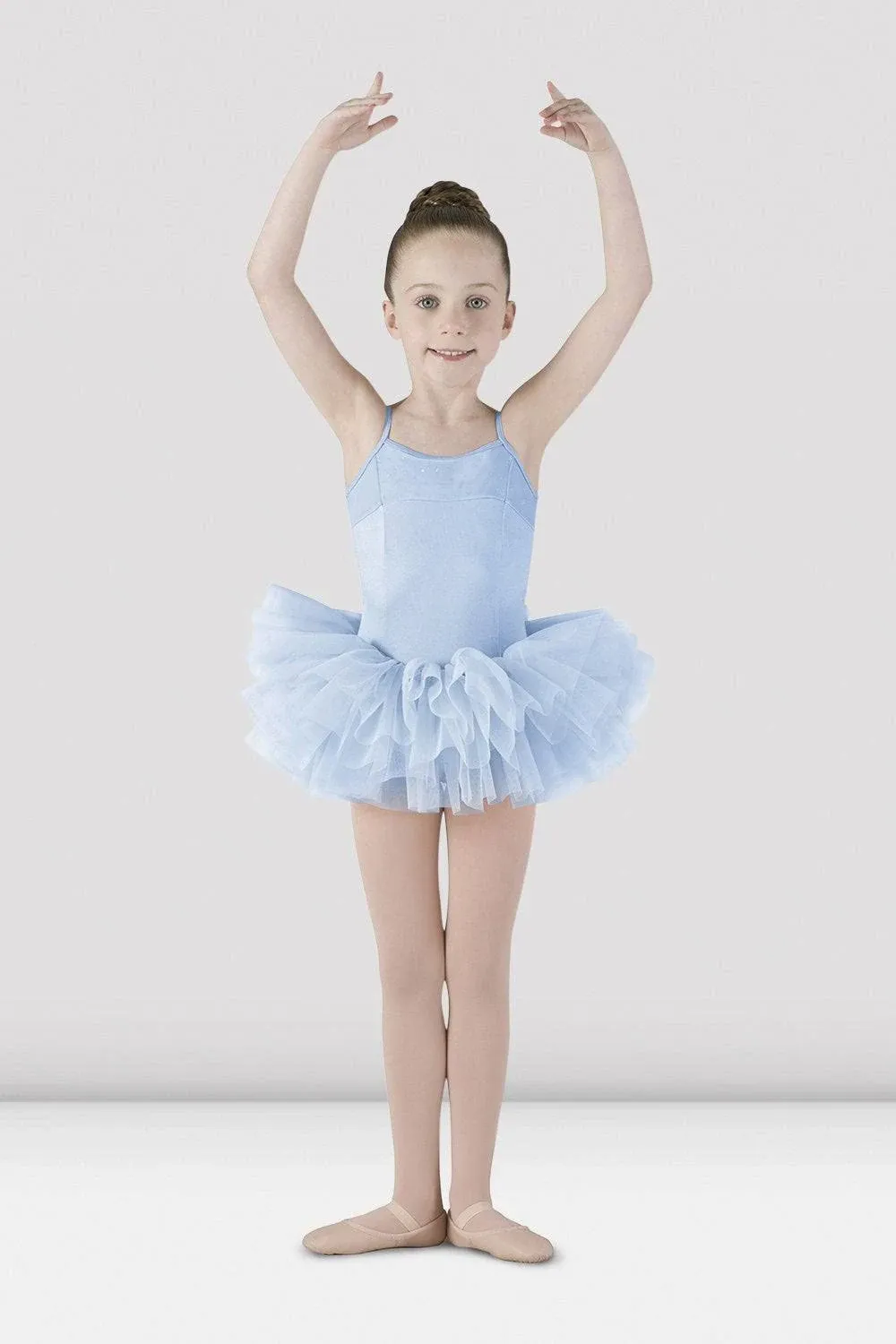 Mirella Girls Corset Back Camisole Tutu Dress, Light Blue, 4-6