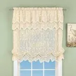 Collections Etc Sheer Balloon Curtain Shade with Scroll Pattern & Rod Pocket Top, 63" L x 54" W, Cream, 54" x 63"