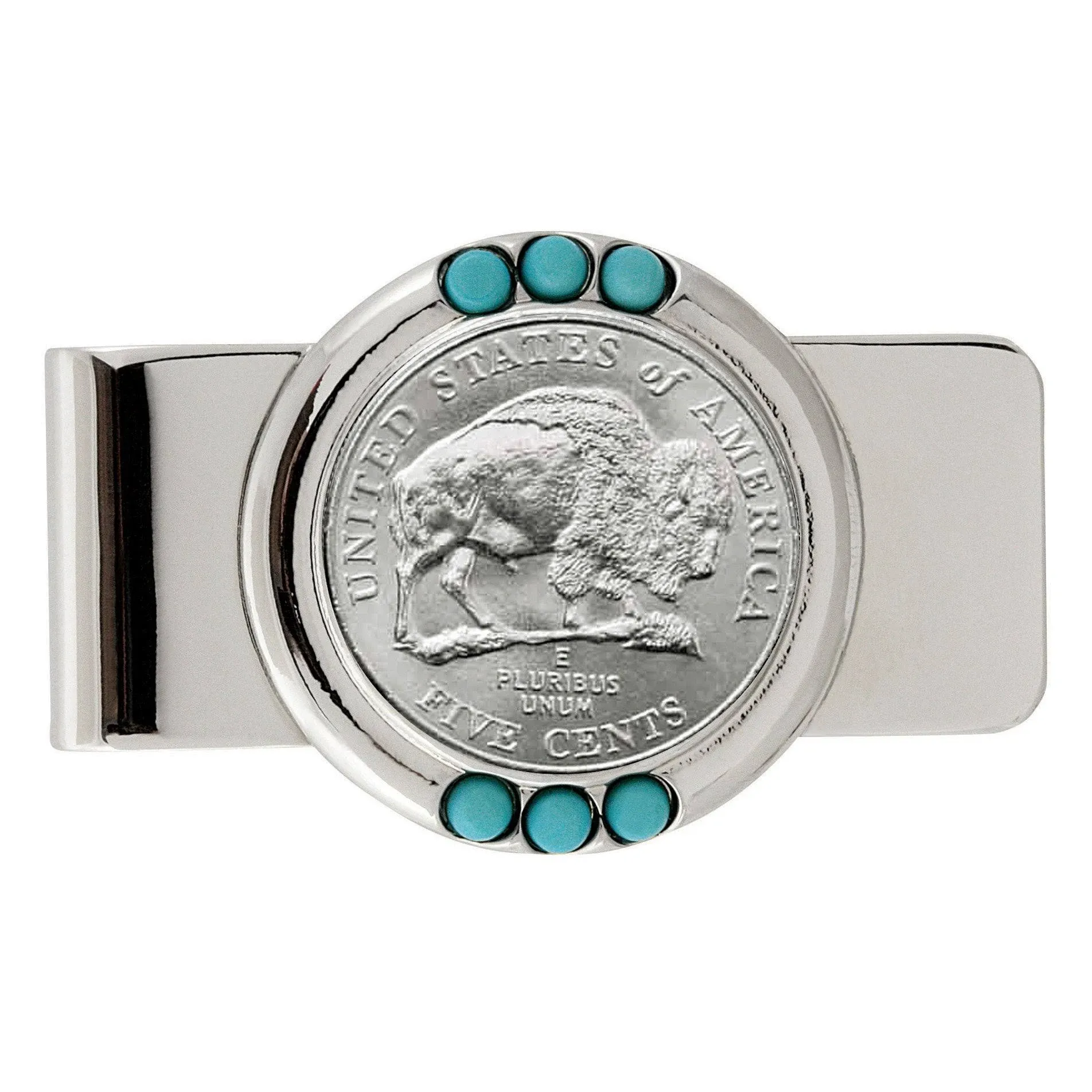 Westward Journey Bison Nickel Turquoise Coin Money Clip