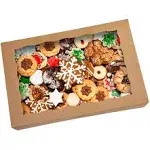 15-PACK Pastry Bakery Box 16x11x2.75inch,Brown Large Donuts,Muffins,Cookies Boxes with PVC Window Auto-Pop up Paper Box Nature Cardboard Take Out Container,Hold 12 Donuts,Pack of 15