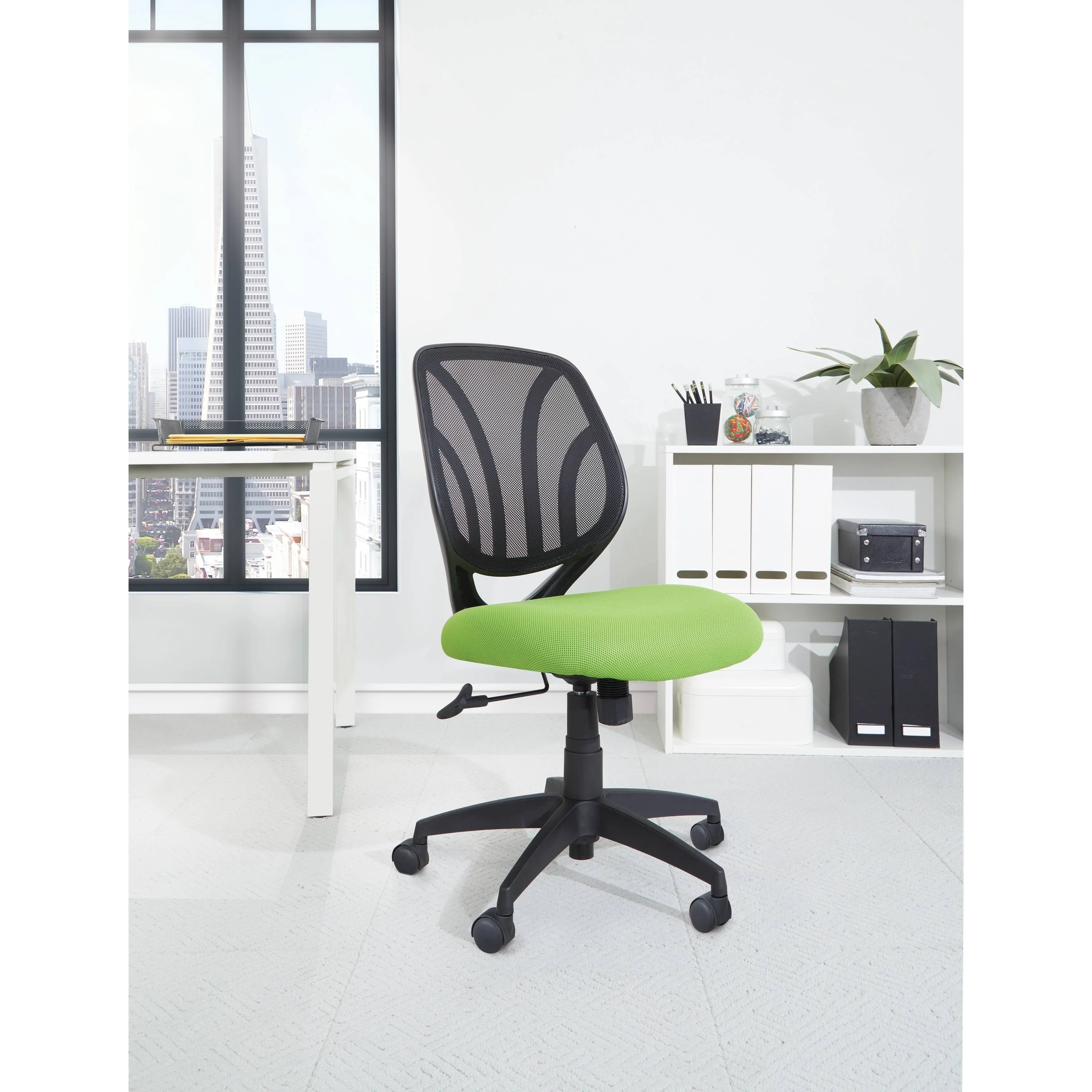 Work Smart Screen Back Armless Task Chair - Green