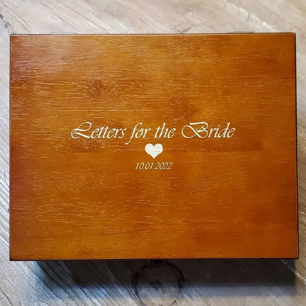 WE Games Custom Engravable Wooden Keepsake Storage Box, Decorative Memory Box, Storage with Brass Fixtures, Storage for Photos, Stationary, Jewelry,