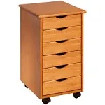 ADEPTUS C0008 6 Drawer Roll Cart, Medium Pine-Wood-25.4<wbr/>H x 13.4W x 15.4 D (in.)