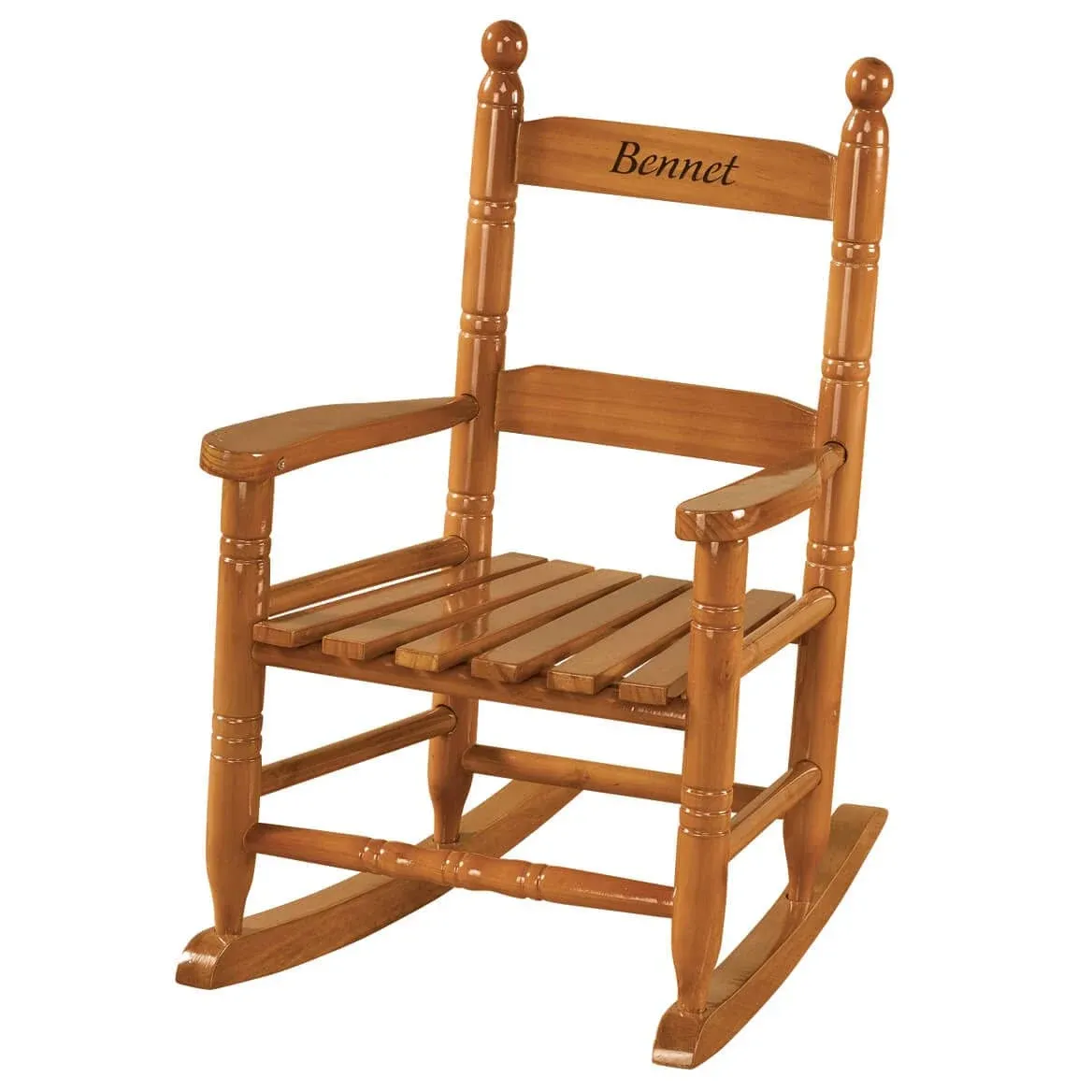 Miles Kimball Personalized Child's Natural Rocker - Black Font