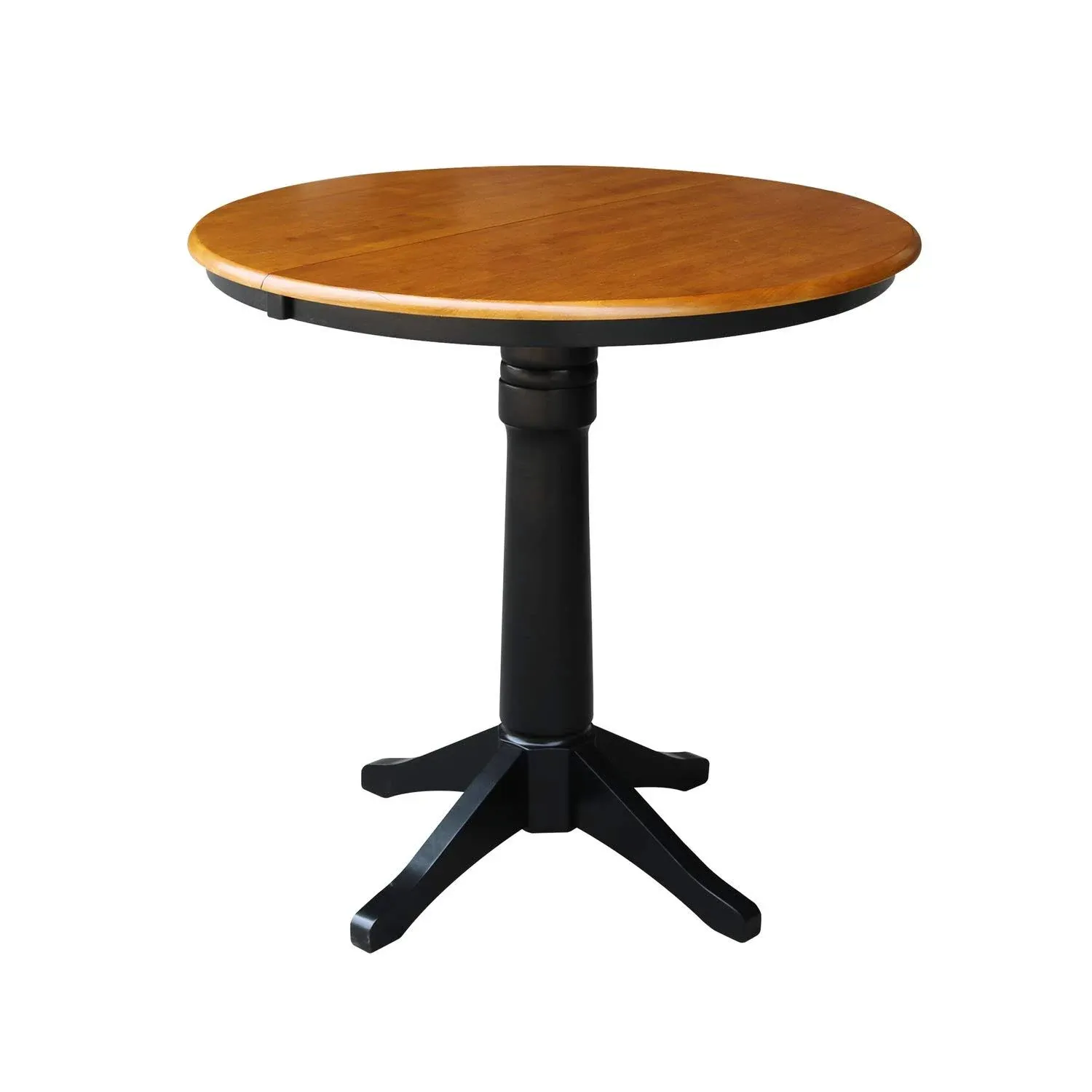 International Concepts Black/Cherry Round Traditional Extending Counter Table, Wood with Black Wood Pedestal Base 48-in L x 36.1-in H Lowes.com