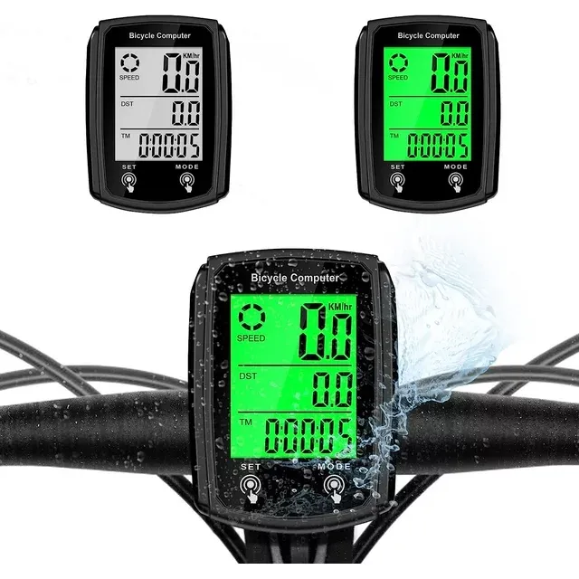 Bicycle Odometer,Wired MPH Km/h Bike Speedometer with Automatic Wake-Up Cycling Speed Tracker LCD Display & Single Mileage & Multi-Functions