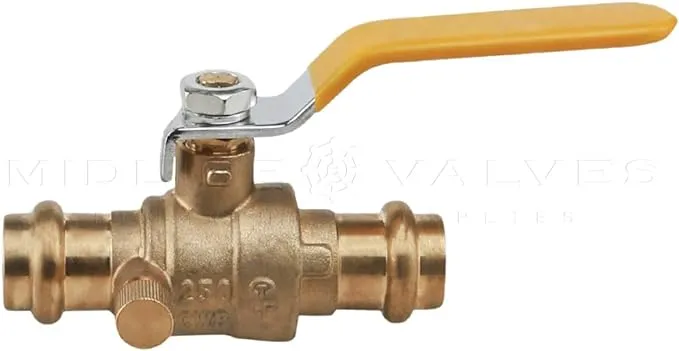 Midline Valve 1/2&#034;in-1&#034;in Premium Press Ball Valve Drain Press Connection Brass