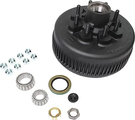 Dexter Replacement Hub-Drum Kit for 8K Axle 8-6.50 EZ-Lube 5/8" Studs Includes Bearings, Seal, Cap, Lug Nuts (K08-285-96)