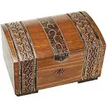 Polish Handmade Wooden Brass Clad Chest Jewelry Keepsake Box w/ Lock and Key