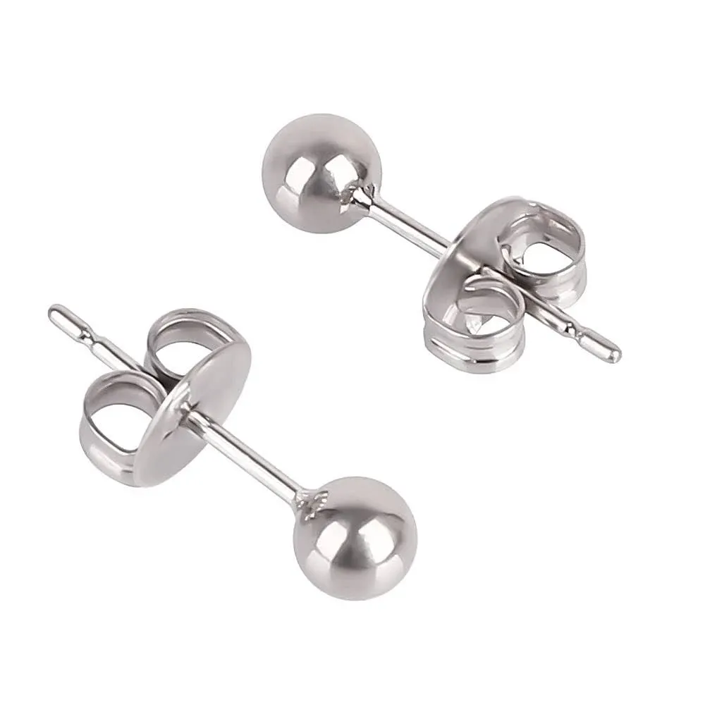 Ball Stud Titanium Earrings,Hypoallergenic for Women High Polished Colored for Sensitive Ears, 3mm and 4mm Pure Titanium Nickel-Free Lead-Free