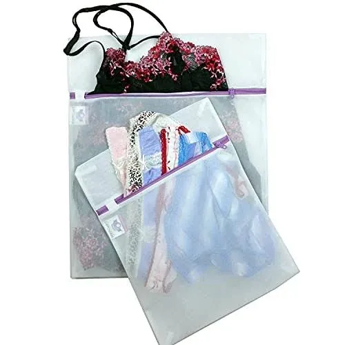 Delicates Laundry Bags 2-Pack - Premium Zippered Mesh Wash Bags for Lingerie ...