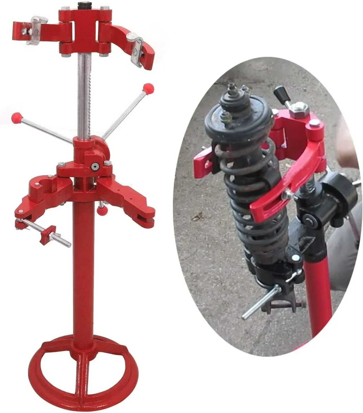 HTTMT- Vehicle Auto Spring Compressor Hand Operate 20 Inch Max.Height Strut Coil Spring Press [P/N: ET-CAR-FIX003-RED]