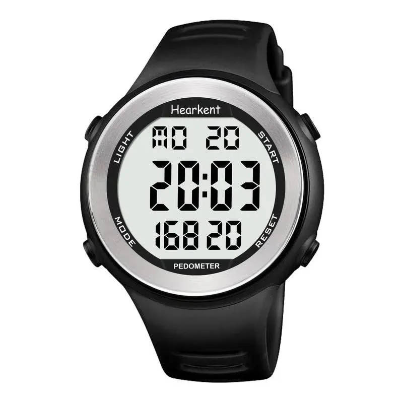 AVTREK Hearkent Waterproof Pedometer Watch for Seniors, Non Bluetooth App Free Sports Watch Step Counter Calories and LCD with Big Numbers (Black)