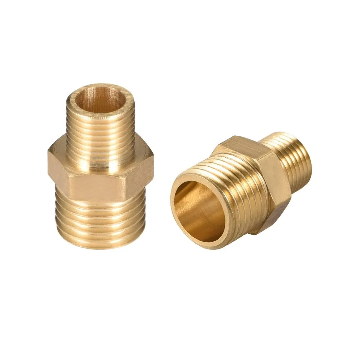 Brass Pipe Fitting Reducing Thread Hex Nipple 1/4" x 1/8" G male Pipe Brass ...