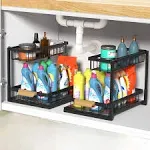 2 Pack Under Sink Organizer Metal Pull Out Kitchen With Sliding ZYERCH