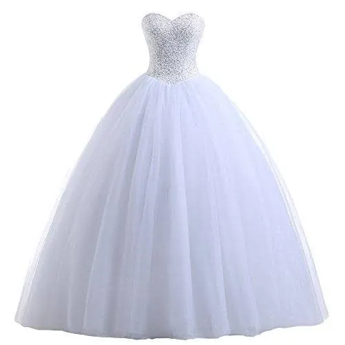 Likedpage Women's Ball Gown Bridal Wedding Dresses (US18W, White)