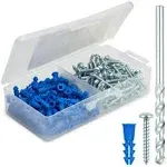 Universal Anchor Kit with Masonry Bit 10 x 1&#034; 100pc Outdoor Indoor Heavy Duty