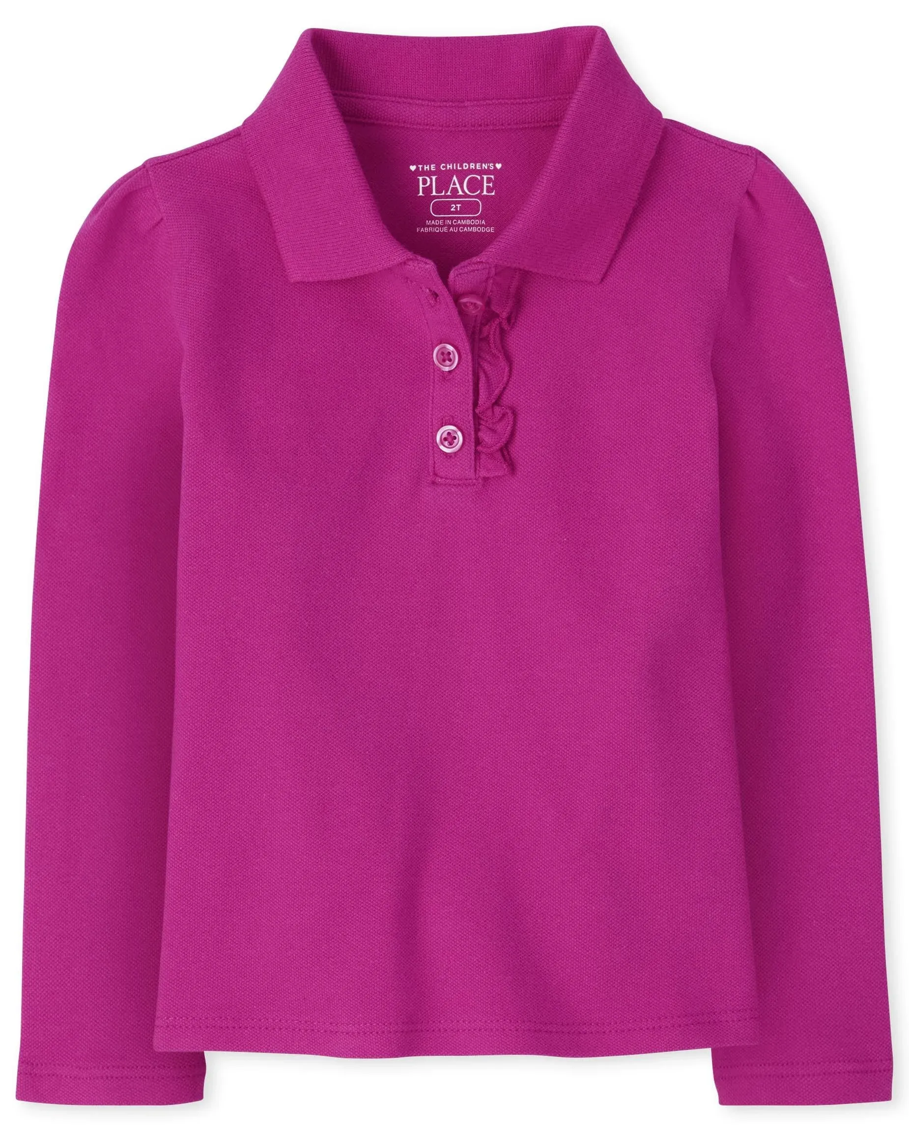 The Children's Place Toddler Girls Long Sleeve Ruffle Pique Polo