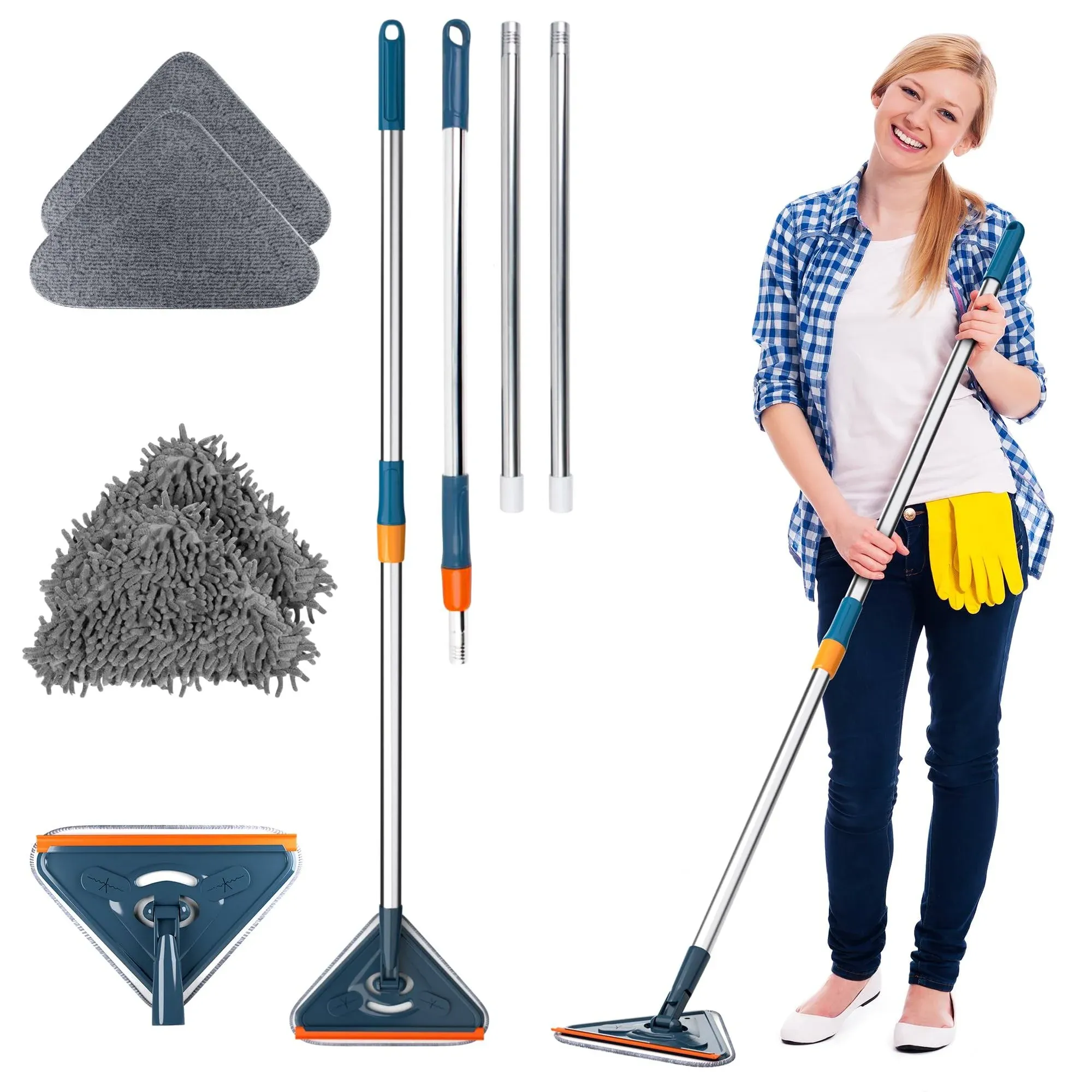 ABC Dark Green Wall Cleaner with Long Handle 31 to 79 Inches Long. Wall and Baseboard Mop for Ceiling and Walls. Wall Mops for Cleaning Floor, Window