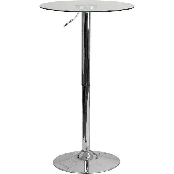 Flash Furniture Square Glass Top Bar Table, Clear/Chrome, 23.5"