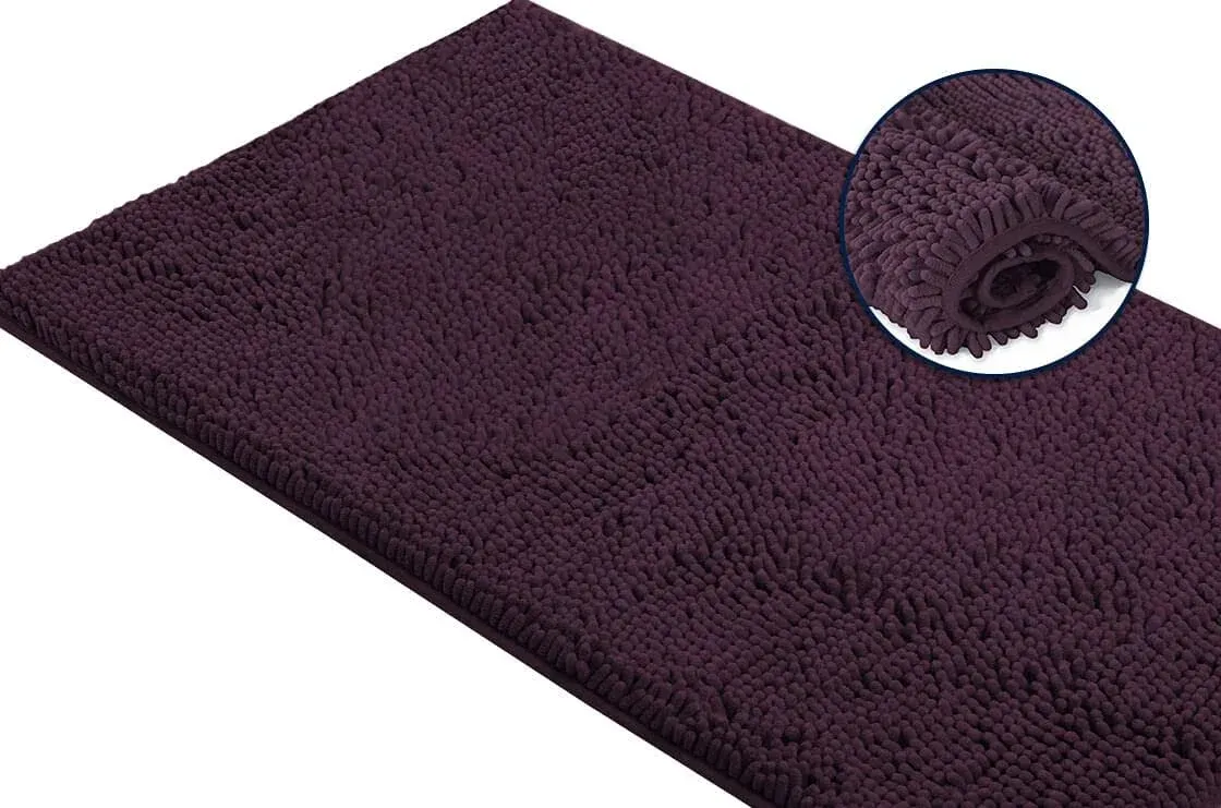 LuxUrux Bath Mat-Extra-Soft Plush Bath Shower Bathroom Rug,1'' Microfiber ...