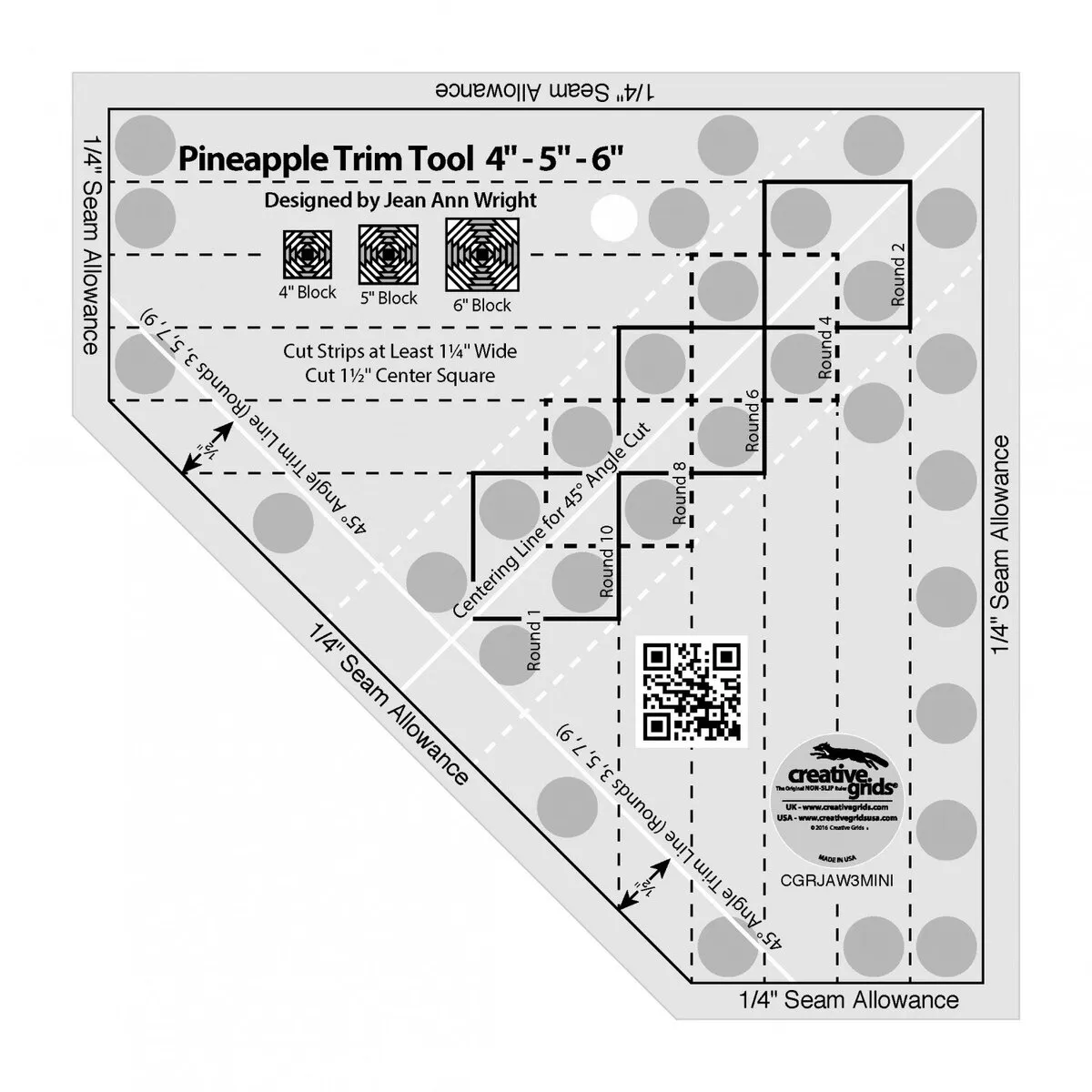 Creative Grids Pineapple Trim Tool Mini Ruler