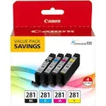 Canon CLI 281 BKCMY Ink Tank, Magenta/Yellow/Black/Cyan - 4 pack