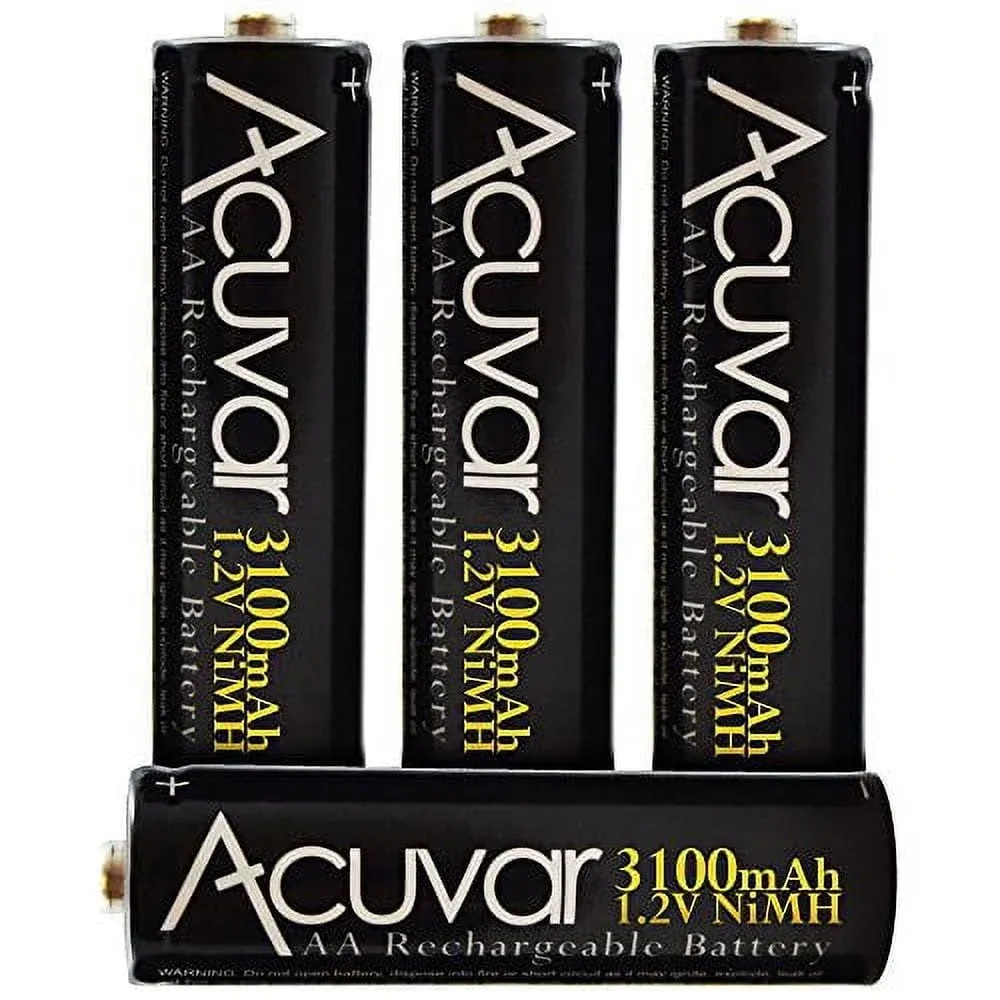 Acuvar 4 High Capacity AA Rechargeable Batteries 3100mAh NiMH