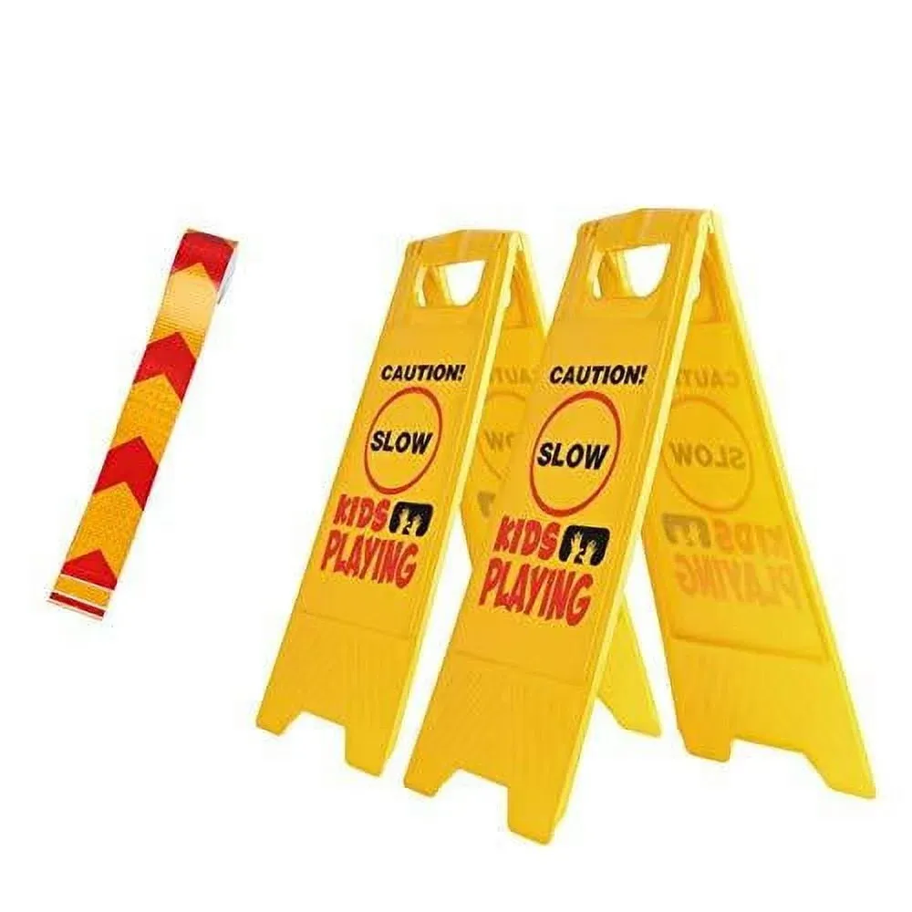 Budgetizer 2 Pack Kid Playing Caution Sign - Children Safety Slow Road Yard Sign ...