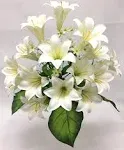 Silk Flower Garden 15 Heads Easter Lily Bouquet, Cream