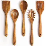 Acacia Wooden Spoons for Cooking 5-Piece Kitchen &amp; Cooking Utensils Set - Woo...