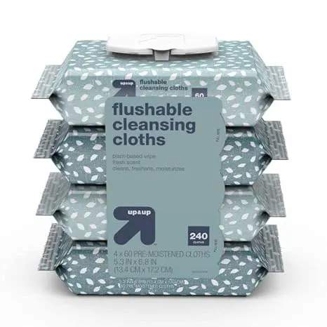 Up & Up Flushable Cleansing Cloths - 4 Packs - 240 Count