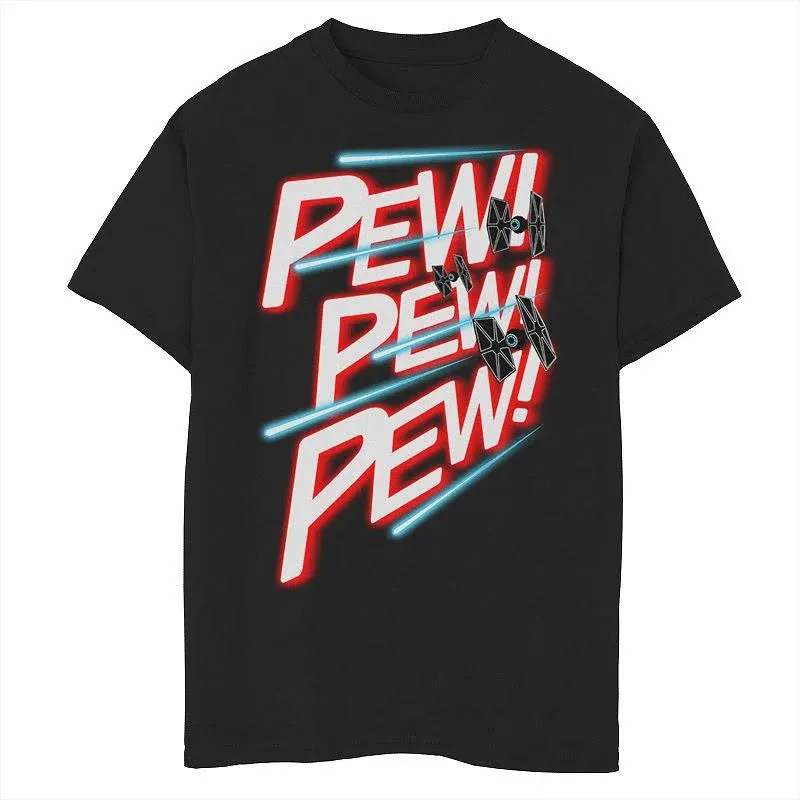 Star Wars: A New Hope Boy's Tie Fighter Pew Pew Pew T-Shirt Black